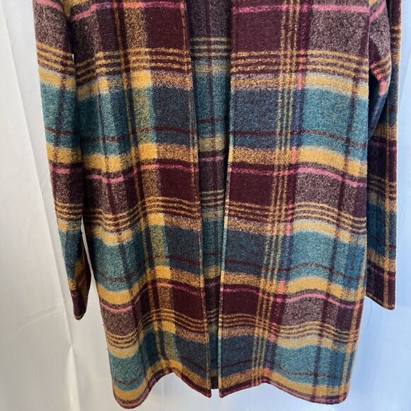 Rachel Zoe S Purple‎ Yellow Plaid Wool Blend Open Blazer Jacket Coat Fall Autumn - Picture 4 of 12